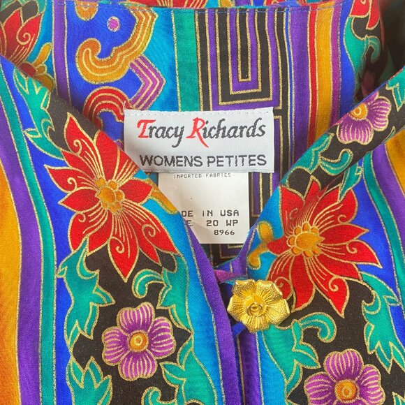 Vintage 80s Colorful Two Piece Dress Plus 20 Petites Tunic Skirt Modest Retro - Picture 9 of 10